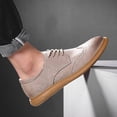thumbnail image 5 of Black Suede Wingtip Brogue Casual Oxford Shoes with Beige Rubber Sole for Men, 5 of 5