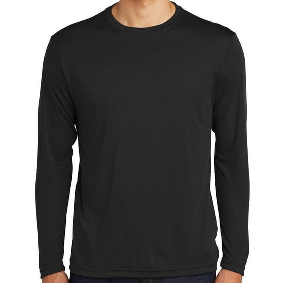 Mens Moisture-Wicking Lightweight Long Sleeve T-shirt, Extra-Small Black