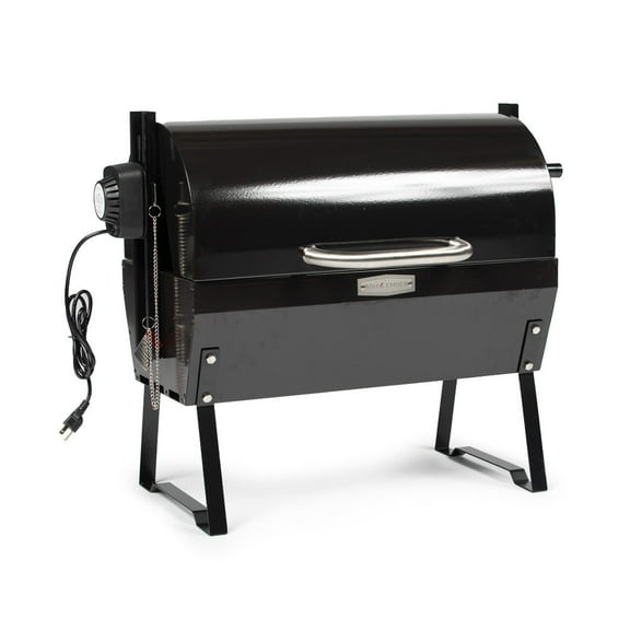 Titan Distributors Ash & Ember 4W Rotisserie Spit Roaster Grill, Rated 33 LB, Horizontal Adjustable Spit Rod for Outdoor Charcoal BBQ, Stainless Steel