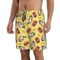 thumbnail image 2 of Cauagu Pineapples Sharks In Hawaiian Print Men's Swim Trunks,Hawaiian Bathing Suit Swimsuits Beach Shorts with Pockets for Men Quick Dry Swimming Board Shorts-Large, 2 of 6