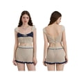 thumbnail image 3 of Caoirhny Women's Summer 2PCS Outfit Sets Sleeveless Knit Tie Up Tops + Contrast Color Skirt, 3 of 9