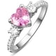 thumbnail image 2 of Emsione Anillo de compromiso de boda chapado en plata de ley 925 con topacio rosa creado con corte de corazón y circonita cúbica de varias filas onduladas, eternidad, aniversario, boda, 2 of 5