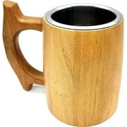 Handmade Beer Mug, Wood Tankard Beer Stein 16 oz. D&D Mug With Stainless Steel Inside Eco-Friendly | Vintage Bar Accessories Barrel Brown Classic Retro Design - Halloween Party Decorations Gift Ideas