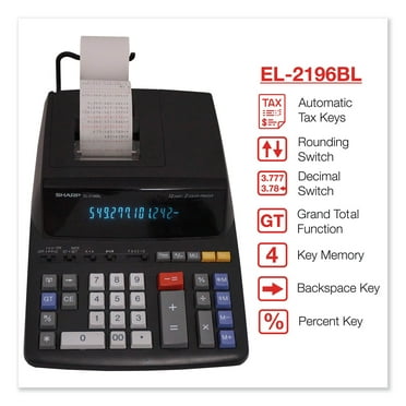 1PC Sharp EL2196BL Two-Color Printing Calculator, Black/Red Print, 3.7 Lines/Sec