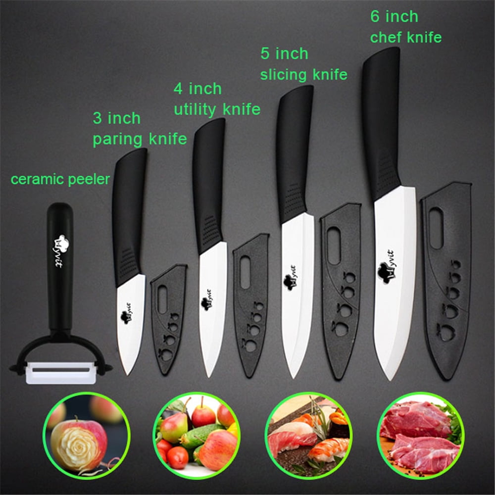 tatakook Ceramic Vegetable Knife 6in with Steath,Lettuce Knife Vegetable  Cutting Knife Suitable for Fruits,Meat,Ceramic Chef Knife Nakiri Knife Black