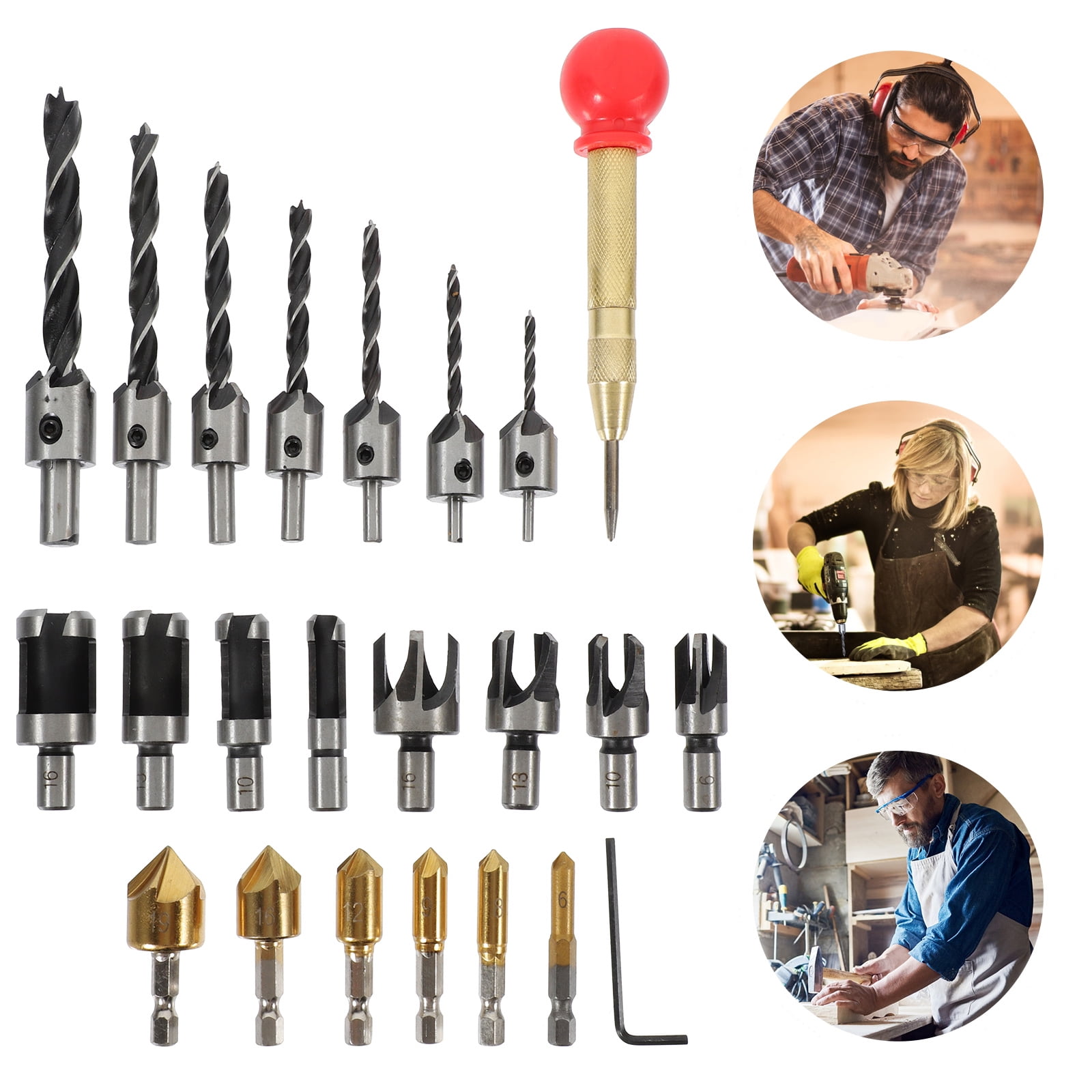 Raindrops 1 Set Woodworking Drilling Tools Wood Plug Cutter Countersink Drill Bit Woodworking Tools