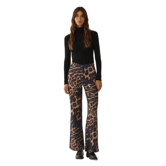 High Waist Leopard Print Flare Pants