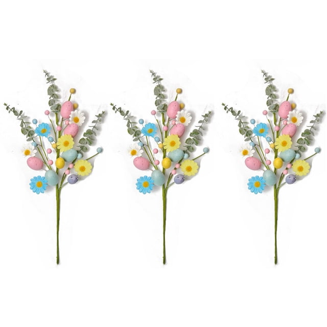 Easter Tree Decorations, 19.7 Inch DIY Flower Arrangement Bundle with Colorful Flowers and Bendable Stems for Table Centerpiece Indoor Outdoor Holiday Party