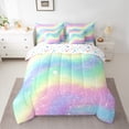 thumbnail image 2 of Castle Fairy Gradient Rainbow 7-Piece Bedding Comforter Set,Starry Sky King Bedding Sets,Watercolor Artwork Ultra Soft Bed Sheets,Luxury Ombre Bedroom Decor,Reversible, 2 of 8