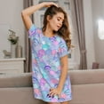 thumbnail image 3 of Pofeuu Watercolor Sea Shells 1 Print Women's Loose Fit Short Sleeve Nightgown, Comfortable Sleep Dress for Women, Casual Lounge Sleepwear, Soft Cotton Sleep Dress, 3 of 6