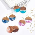thumbnail image 5 of 130pcs Resin Wooden Earring Pendants Flat Round Resin Walnut Wood Earring Makings Kit Wood Earring Accessories with Earring Hooks Jump Rings for Earrings Making - 5 Colors 1box, 5 of 6