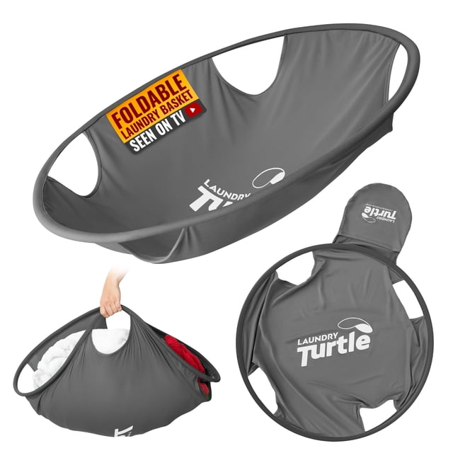 Cesta de lavandería Laundry Turtle plegable, gris, tamaño grande