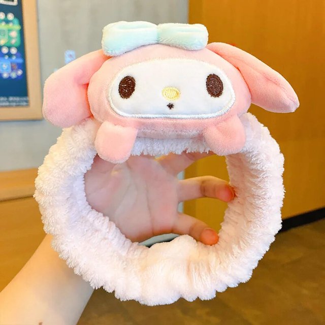 Sanrio-muñeco de peluche de Hello Kitty, gorro de baño grueso, terciopelo Coral, Melody, suave, absorbente, champú, Kuromi, diadema de baño