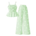 thumbnail image 6 of Pandaie Tween Girls Clothes Summer 2 Piece Outfit Set Ruffle Cami Top Wide Leg Pants with Pockets Fashion Casual Clothes Green,5-6 Years, 6 of 7