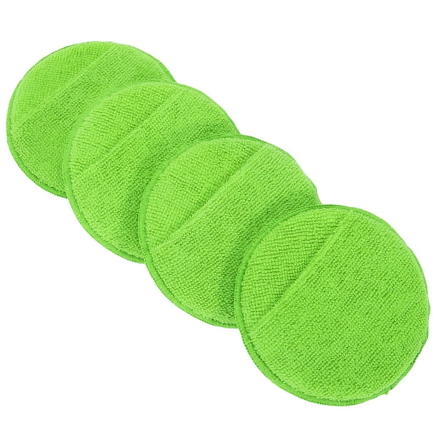 4 Pcs 12.5cm Almohadilla de pulido y abrillantado universal de microfibra, almohadilla de cera de lana para pulidora de automóviles, accesorio de taladro verde hierba