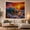 Fiery Seascape, variant on Sunset Dominated Hues with Scattered Clouds Catching Fading, Mystical Fantasy for Space Lovers, Galaxy Room Decor, Housewarming Gift, Tapestry Wall Hanging for Bedroom and Dorm