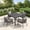Black Table-Gray Cushion, variant on Vicllax 5 Pieces Outdoor Patio Dining Set, 38" Black Square Table with storage shelf and 4 Rattan Chairs with Soft Gray Cushions