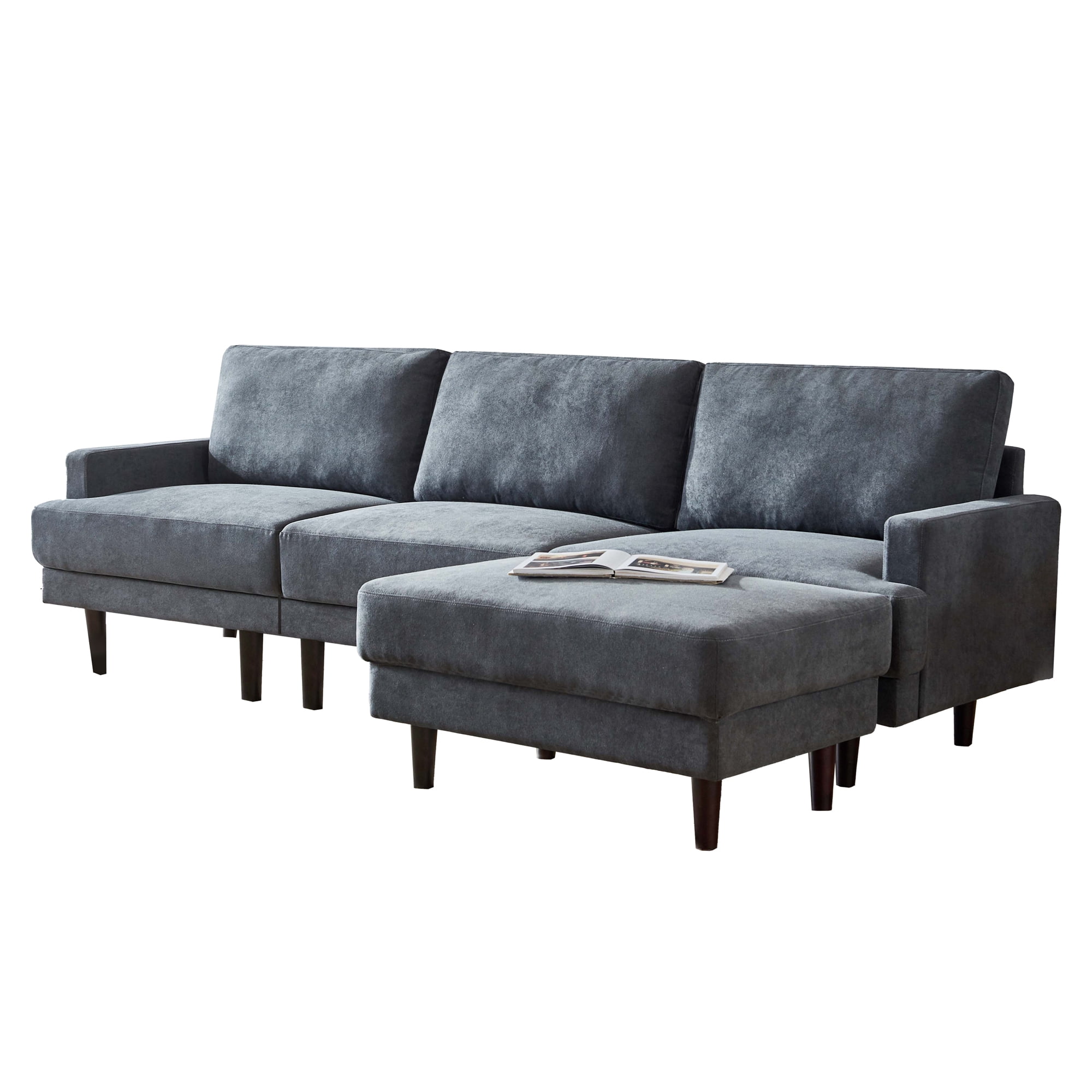 Homekare Convertible Sectional Sofa With Ottoman Green Walmart Com