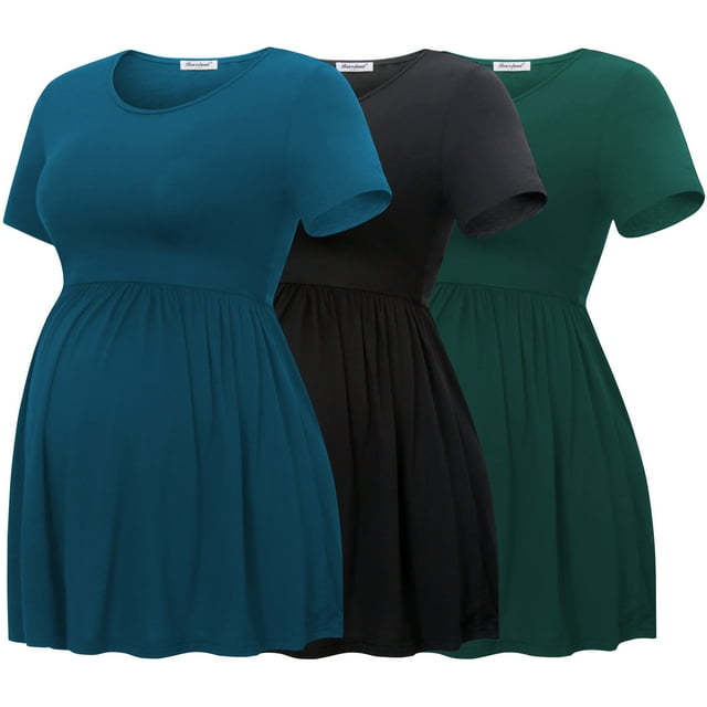 Bearsland T-Shirts de Maternité à Manches Courtes pour Femmes, Vêtements de Grossesse, Lot de 3