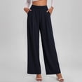 thumbnail image 2 of YUGYXL Wide Leg Pants Woman High Waisted Trousers Waffle Knit Palazzo Pants Loose Fit Long Business Casual Pant with Pockets Black Pants M, 2 of 6