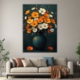 thumbnail image 6 of Mudket Orange and White Floral Bouquet Canvas Wall Art, Framed Wall Decor, Dark Teal Vase Flower Print for Living Room, Ready to Hang - 12"L x 8"W, 6 of 10