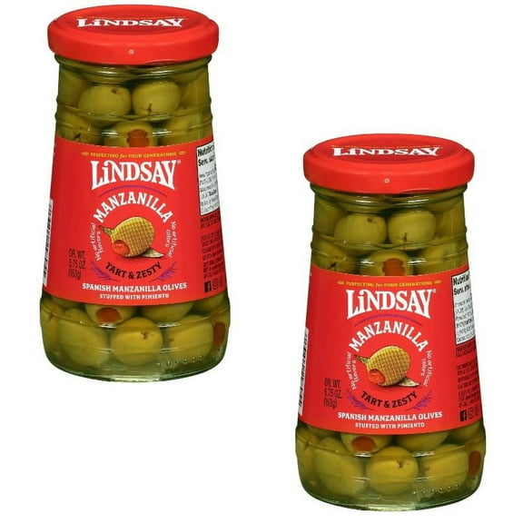 (2 Pack) Lindsay Spanish Pimiento Stuffed Manzanilla Olives 5.75 oz