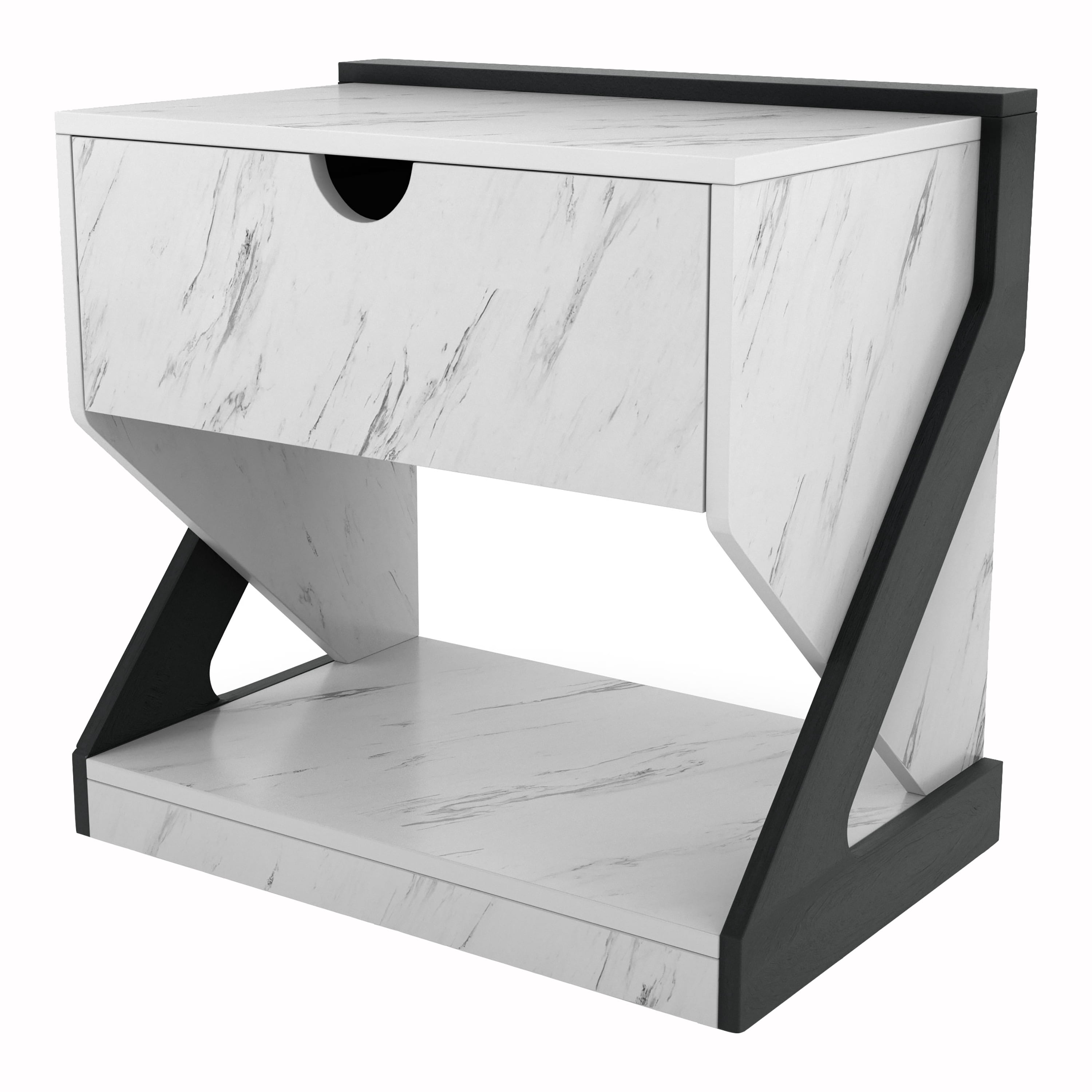 Furniture of America Tilde 1-Drawer and 1-Shelf Wood Adult Nightstand, White