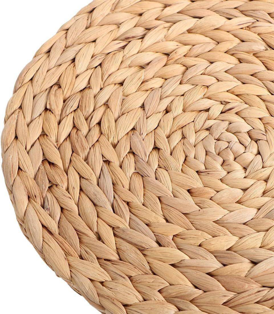 Round Placemats Set of 8 Rattan Placemats Woven Placemats 12 Inch Natural Hyacinth Wicker Placemats Farmhouse Boho Circle Braided Heat Resistant Outdoor Placemats Patio Table Place Mats