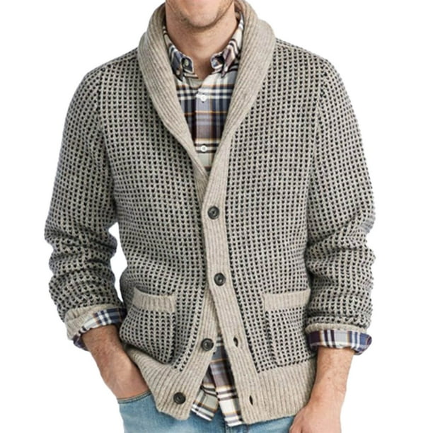 Gibobby Sueter cardigan para hombre cardigan de punto delgado chamarra de punto para hombre de primavera y otono color liso de botonadura para hombre A CH Walmart en linea