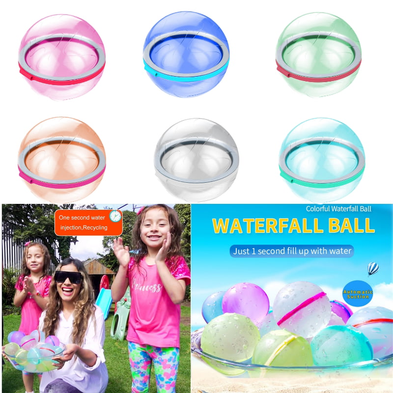 2022 Novel Waterfall Ball Toy Water Fight Ball Water Ball 1pcs Reusable Water Balloon Splash Bomb Fun Toy for Kids Adult Summer Beach Pool Party Blue 