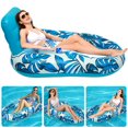 thumbnail image 1 of Inflatable Float Raft Water Lounger Thick Pool Float Lounge Inflatable Recliner Raft with Drink Holder and Backrest Soft Swimming Pool Floating Chair for Adults, 1 of 8