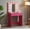 225#Pink,Particle Board, variant on (Walnut) 3 In 1 Vanity Desk with Plip Top Mirror,Small Make Up Vanity Set with Visible Glass Desktop,Compact Makeup Vanity with 3 Drawers,Cushioned Tool,Dressing Table for Bedroom,Christmas