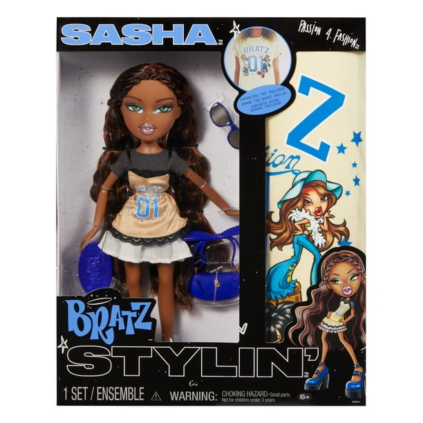Muñeca de moda Bratz Stylin' Sasha con camiseta personalizable