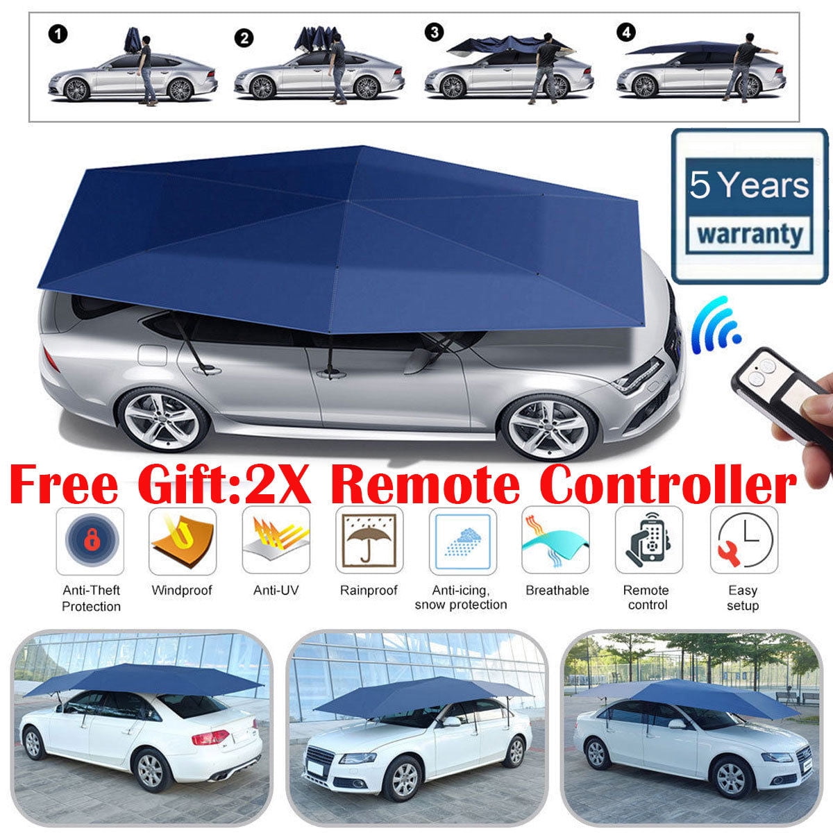 Car Awning Tent Cloth Sunshade Umbrella Universal Windproof Cover Auto Vehicle Tent Oxford Cloth,Protect from Dust Acid Rain L,Bright Silver Bird Dropping