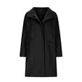 thumbnail image 3 of XPMWRP Women's Solid Color Long Coat Classic Zip Up Casual Solid Color Jackets Winter Trendy Loose Pea Coats with Pocket Black M, 3 of 5