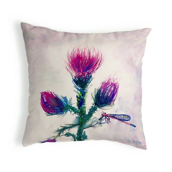 Betsy Drake KS082 12 x 12 in. Thistle Small No-Cord Pillow
