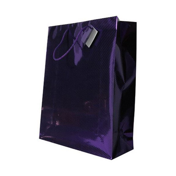 JAM Paper Gift Bag, 17x21x6.3, 1/Pack, Purple Foil Diagonal Pinstripe, XXX, Large