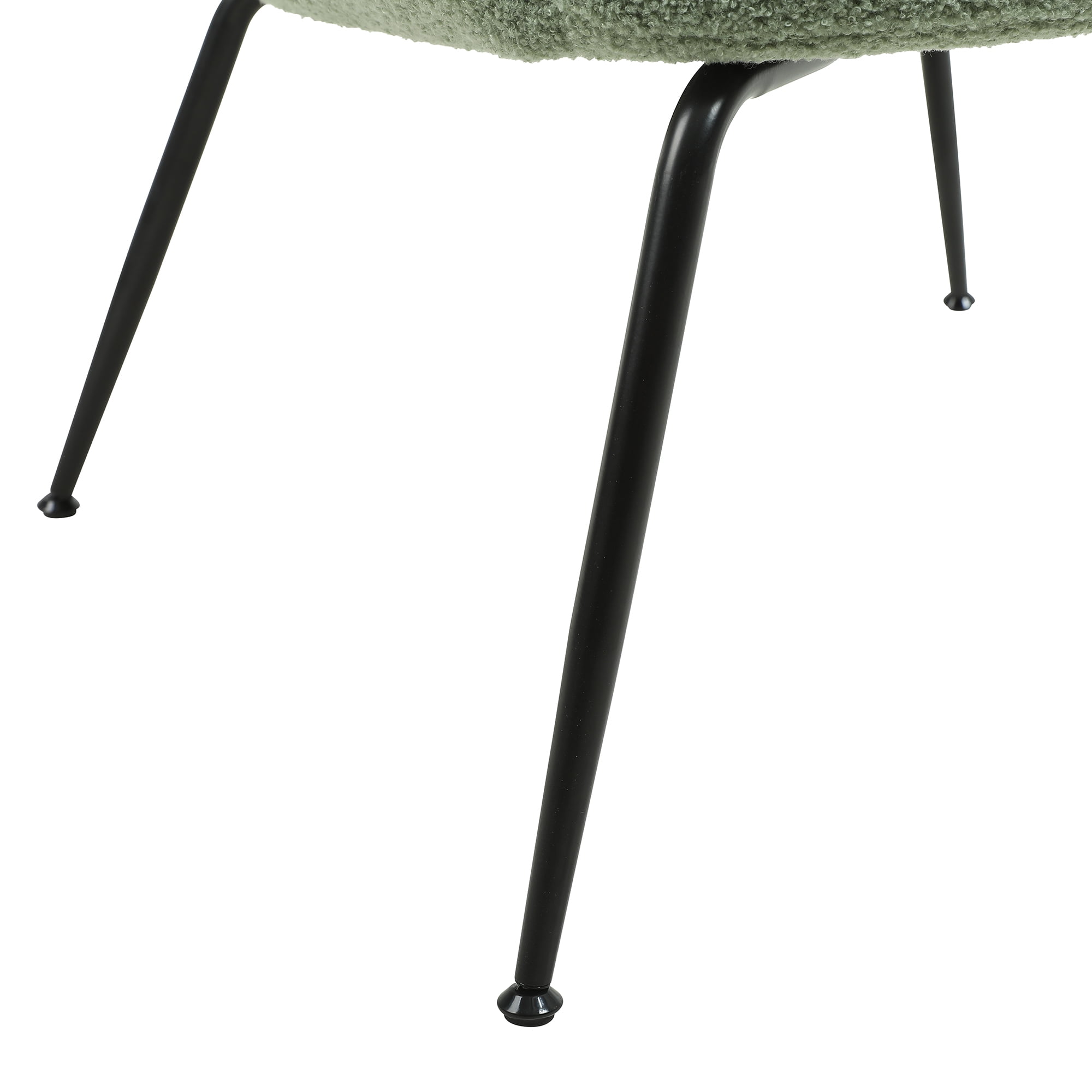 Kadyn Modern Sherpa Armchair with Black Metal Legs, Comfy and Soft Chairs for Bedroom, Light Green