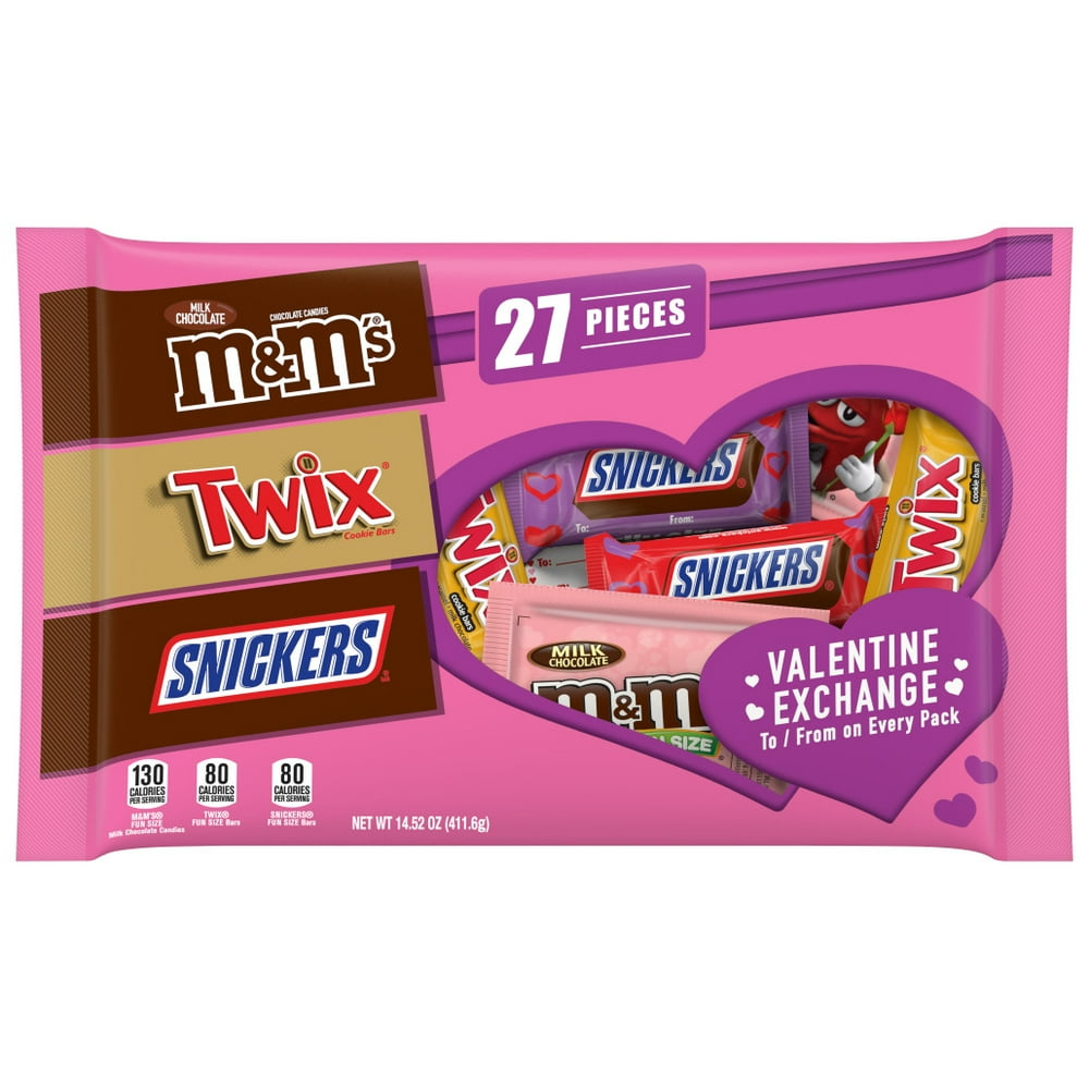 Snickers Twix Mandms Chocolate Valentine Candy 1452 Oz 27 Pieces