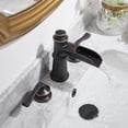 thumbnail image 3 of AWZTOO Widespread Waterfall Bathroom Faucet With Drain Assembly 3 Hole Bathroom Sink Faucets Double Handle 8 Inch Basin Vanity Taps Oil Rubbed Bronze, 3 of 5