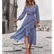 thumbnail image 5 of Vestido de manga larga envolvente para mujer,Vestido con cintura envuelta floral Vestido de tirantes de manga larga para mujer Vestido casual de manga larga de una pieza Durabilidad extendida, 5 of 8