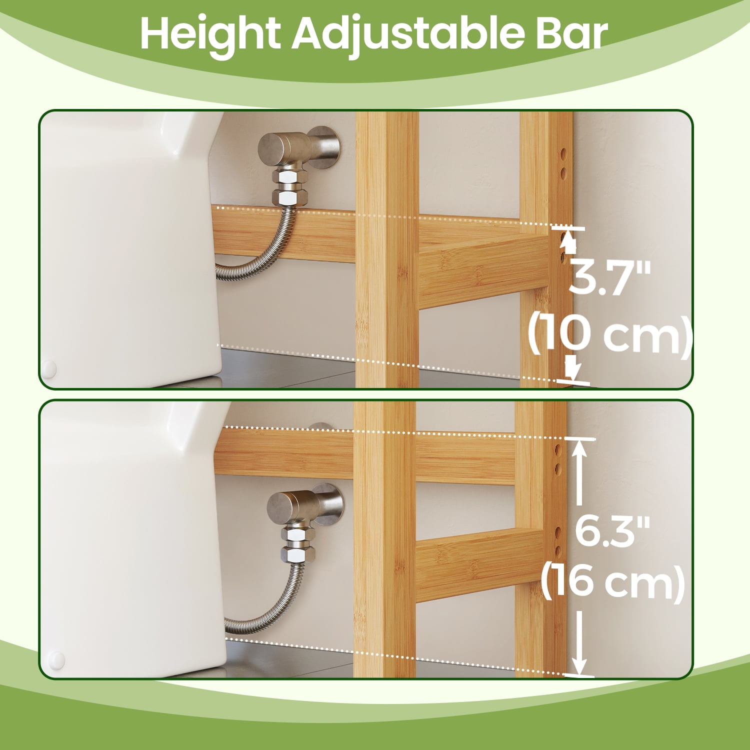 LEDREM 4-Tier over-the-Toilet Bathroom Storage Organizer with Adjustable Shelves, Hooks, and Toilet Paper Holder, Space-Saving Rack, Natural Beige