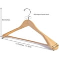 thumbnail image 2 of Nature Smile Luxury Natural Wooden Suit Hangers - 6 Pack - Wood Coat Hangers,Jacket Outerwear Shirt Hangers,Glossy Finish with Extra-Wide Shoulder, 360 Degree Swivel Hooks & Anti-Slip Bar with Screw, 2 of 15