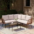thumbnail image 2 of LAUSAINT HOME 4 Pieces Outdoor Conversation Sets, Patio L-Shaped Metal Sofa with 2 Loveseats, Beige Cushions, 2 of 9