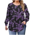 thumbnail image 3 of Xdegoge Plus Size Tops for Curvy Women Floral Print Tunic Shirt Pleated Crewneck Dressy Casual Blouses Oversized Stretch Soft Comft Loose Fit Tshirt Fall Fashion Clothes Streetwear, L-5XL, 3 of 7
