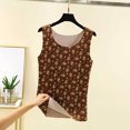 thumbnail image 6 of Liweisiy Women's Vintage Tank Tops Floral Sleeveless Crewneck Loose Fit Shirts Summer Casual Layering Tops Brown-4 M, 6 of 6