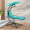 thumbnail image 4 of Costway Patio Hanging Hammock Chaise Lounge Chair with Canopy Cushion Turquoise, 4 of 11