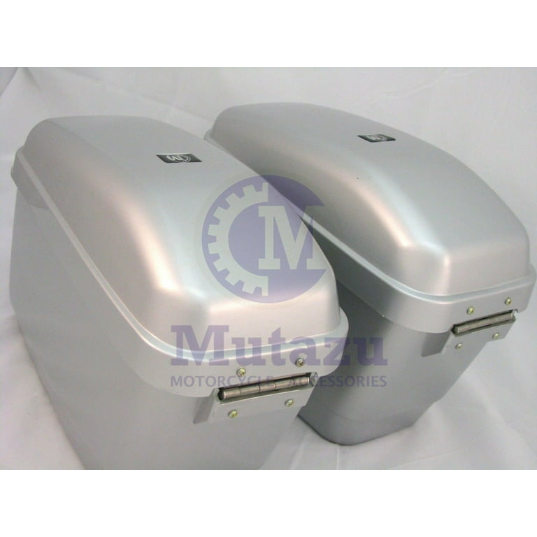 Mutazu Silver GA Universal Motorcycle Hard Saddlebags for Harley