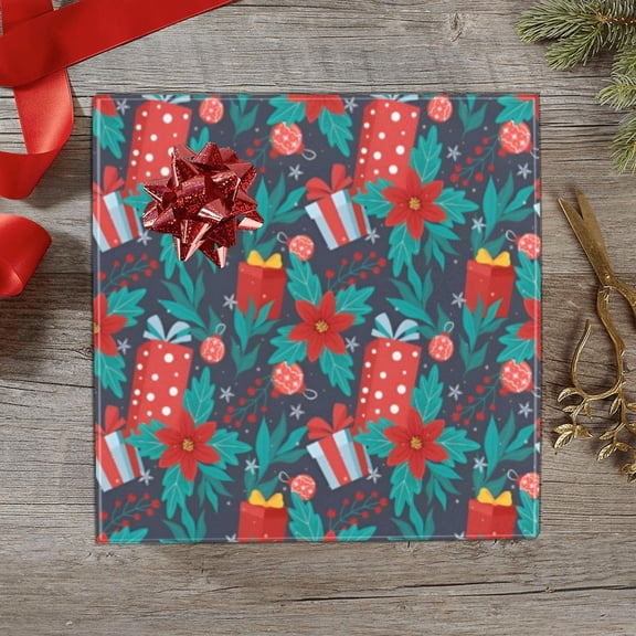 Christmas Wrapping Paper | Premium Holiday Gift Wrap | Poinsettia 58" x 23" (1–5 Rolls) - 1 Roll