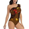thumbnail image 3 of Gukieu Chicken Farm Animal Print One-shoulder Ruffled One-piece Swimsuit with Removable Chest Pads and Tummy-control Swimsuit for Women-Small, 3 of 6